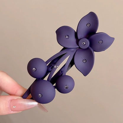 Styling Matte Flower Rhinestone Flat Hair Claw Clips