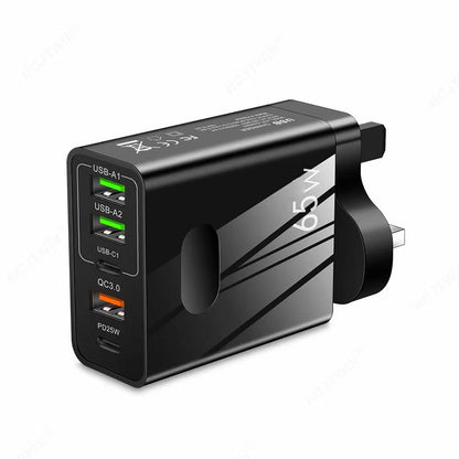 ⚡65W Szybka ładowarka wieloportowa