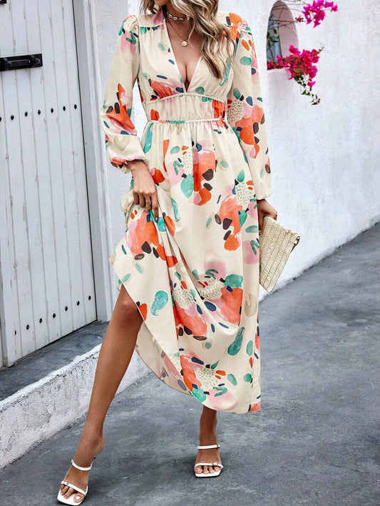 【M-XL】🌸Sukienka z wysokim stanem z nadrukiem