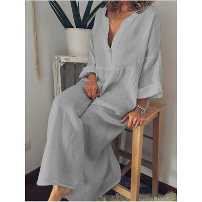 【S-3XL】🌿Damska letnia bawełniana lniana duża luźna sukienka Swing