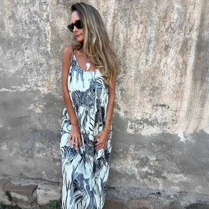 【S-3XL】🌸Damskie sukienki na ramiączkach bez pleców z nadrukiem