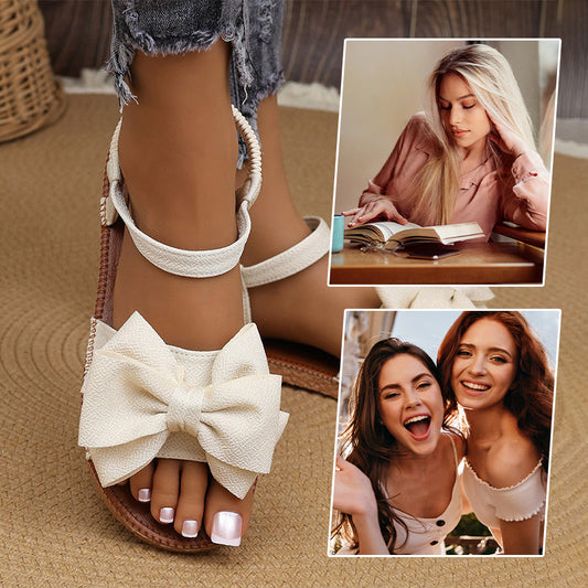 【EU 36-43】🎀Damskie modne płaskie sandały z kokardą