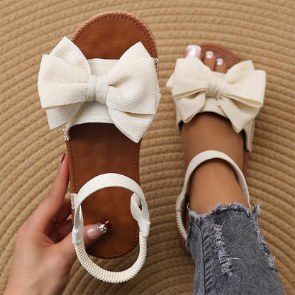 【EU 36-43】🎀Damskie modne płaskie sandały z kokardą