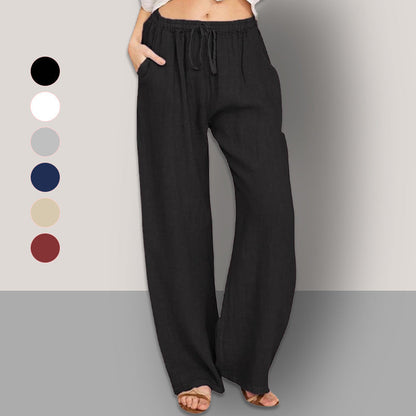 【M-4XL】💟Lniane letnie spodnie damskie z szeroką nogawką