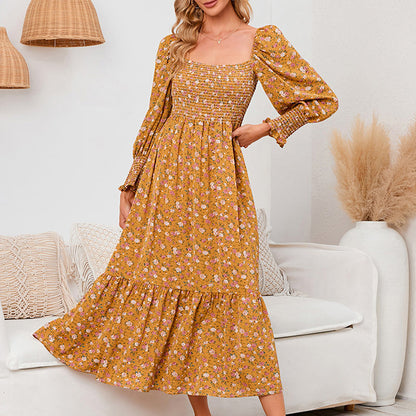 【S-2XL】🌸Elegancka damska sukienka z rozkloszowanym rękawem w kwiaty