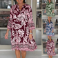 【S-3XL】💐Damska swobodna sukienka z dekoltem V w kwiatowy print