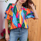 【S-2XL】🌺Kwiatowa bluzka damska z dekoltem V i bufiastymi rękawami