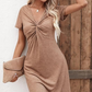 【S-2XL】👗Sukienka damska z krótkim rękawem V-neck