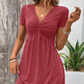 【S-2XL】👗Sukienka damska z krótkim rękawem V-neck