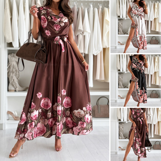 【S-2XL】🌺Elegancka sukienka z nadrukiem z dekoltem w serek
