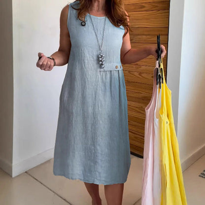 【S-4XL】👗Damska sukienka bez rękawów z okrągłym dekoltem