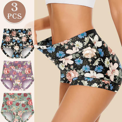 🌸Damskie majtki z wysokim stanem z kwiatowym nadrukiem