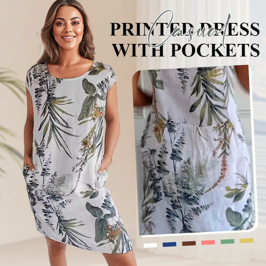 【M-3XL】🌸Casualowa sukienka z nadrukiem i kieszeniami