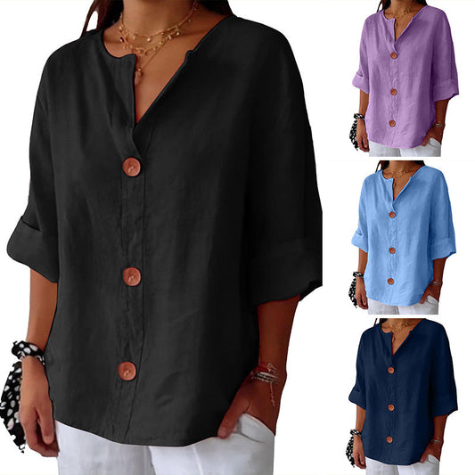 【S-4XL】👚Damski luźny top z bawełny i lnu
