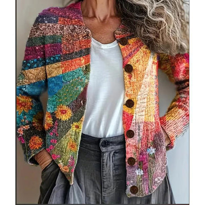 【S-3XL】🌺Kardigan z guzikami z przodu w kwiatowy wzór