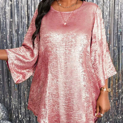 【XL-4XL】👚Koszulka damska z okrągłym dekoltem i asymetrycznym dołem