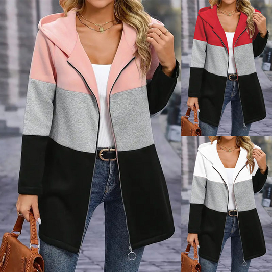 【S-3XL】💖Modny luźny sweter z kapturem w kolorze blokowym