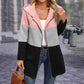 【S-3XL】💖Modny luźny sweter z kapturem w kolorze blokowym