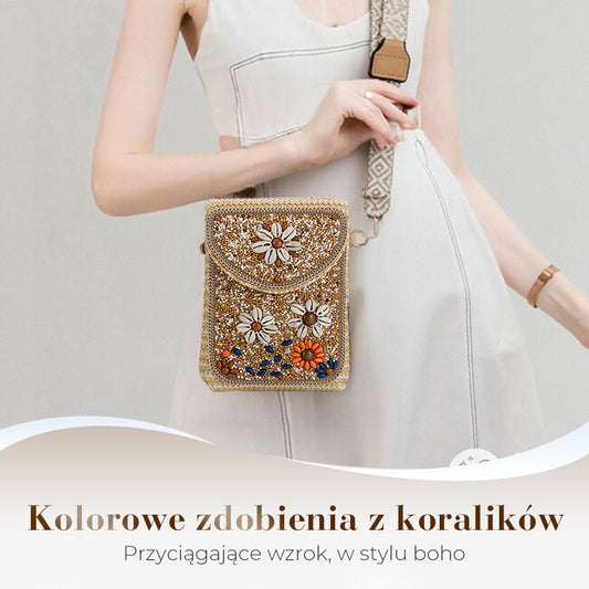 👜Boho Chic Mała Słomiana Torebka z Koralikami