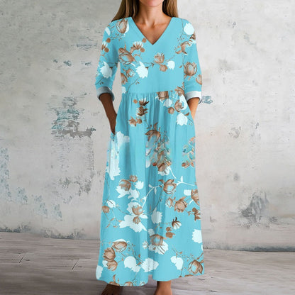 【S-4XL】👗Damska sukienka z długim rękawem i dekoltem w szpic