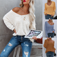 【S-XL】💖Wdzięczny, luźny top z dzianiny z dekoltem w szpic