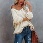 【S-XL】💖Wdzięczny, luźny top z dzianiny z dekoltem w szpic