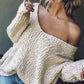 【S-XL】💖Wdzięczny, luźny top z dzianiny z dekoltem w szpic