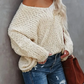【S-XL】💖Wdzięczny, luźny top z dzianiny z dekoltem w szpic