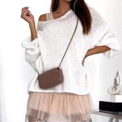 【S-XL】💞Luźny sweter damski z dekoltem w serek