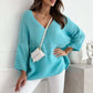 【S-XL】💞Luźny sweter damski z dekoltem w serek