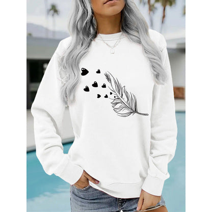 【S-3XL】💖Damski top z nadrukiem piór i serc