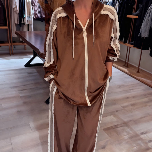 【S-5XL】💯Dwuczęściowy zestaw damski z kapturem i zamkiem błyskawicznym