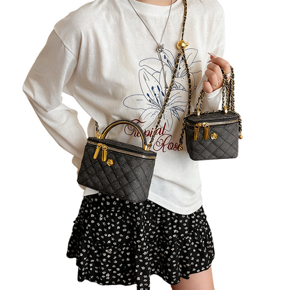 👜Damską pikowaną torebkę crossbody z dżinsu z kryształkami