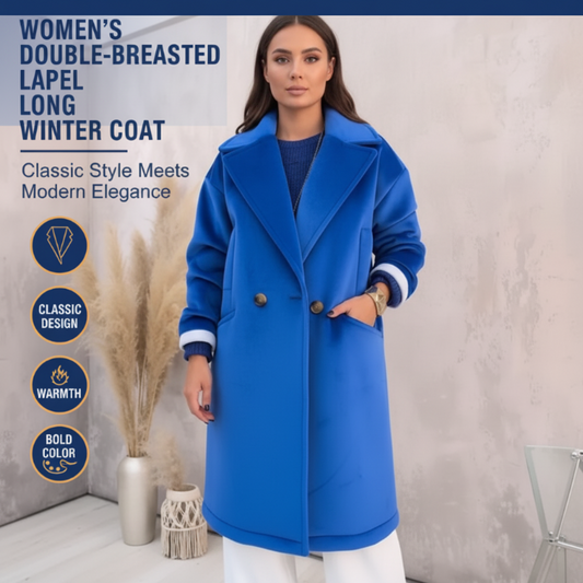 【S-3XL】🧥Damska dwurzędowa długa zimowa kurtka z klapami