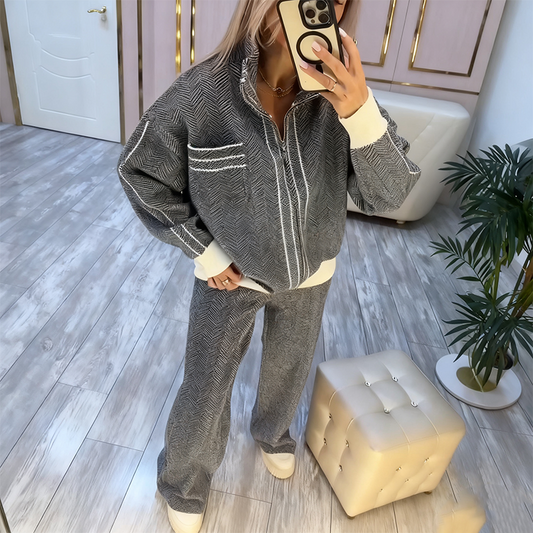 【S-3XL】💯Stylowy zestaw damski składający się z kurtki i spodni