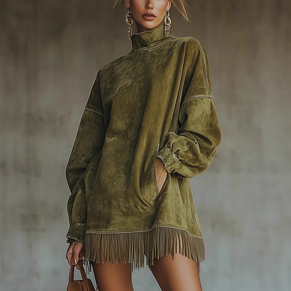 【S-3XL】💖Sukienka z długimi rękawami i frędzlami