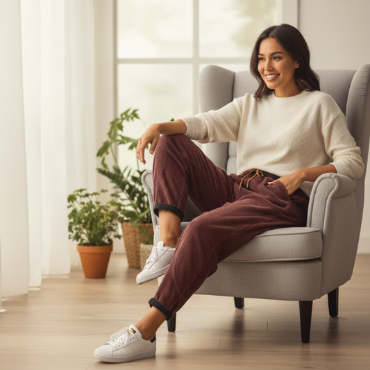 Damskie ciepłe spodnie haremowe z podszewką z pluszowego sztruksu