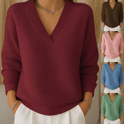 Damska swobodna bluzka z długim rękawem z dzianiny