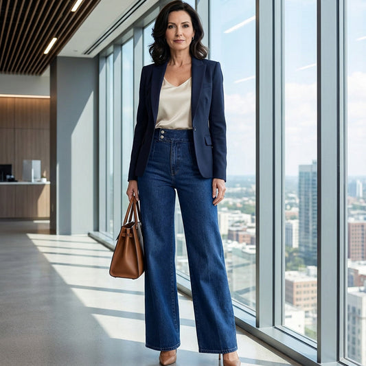 🔥Damska jeansy z wysokim stanem i szerokimi nogawkami