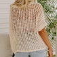 Swobodna bluzka z dzianiny siateczkowej z rękawami 3/4