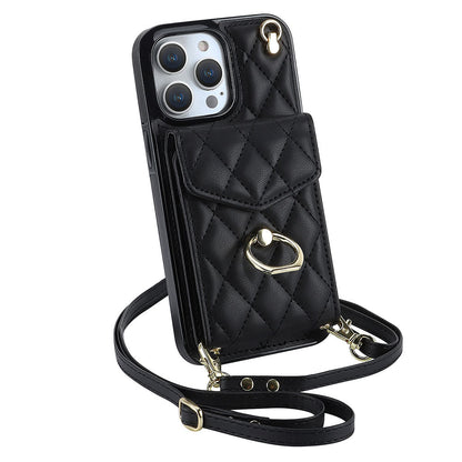 Akordeonowe skórzane etui na karty do iPhone'a typu crossbody