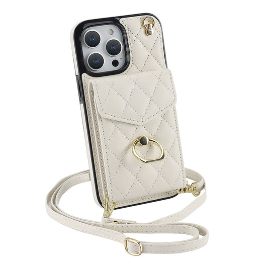 Akordeonowe skórzane etui na karty do iPhone'a typu crossbody