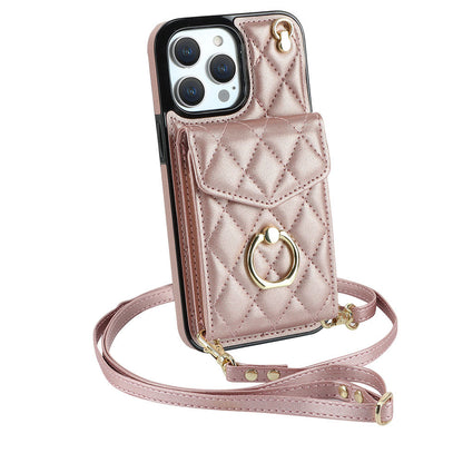 Akordeonowe skórzane etui na karty do iPhone'a typu crossbody