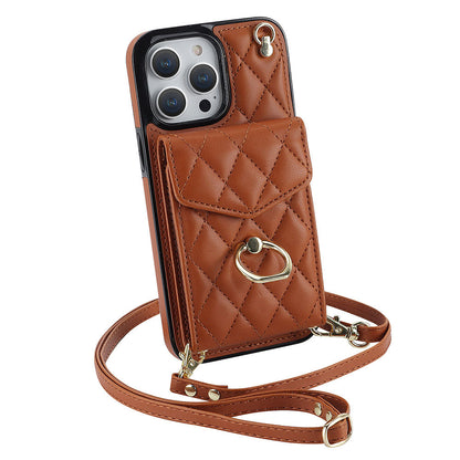 Akordeonowe skórzane etui na karty do iPhone'a typu crossbody