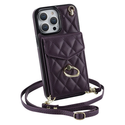 Akordeonowe skórzane etui na karty do iPhone'a typu crossbody