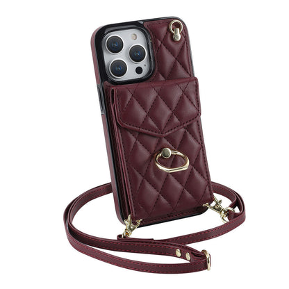 Akordeonowe skórzane etui na karty do iPhone'a typu crossbody