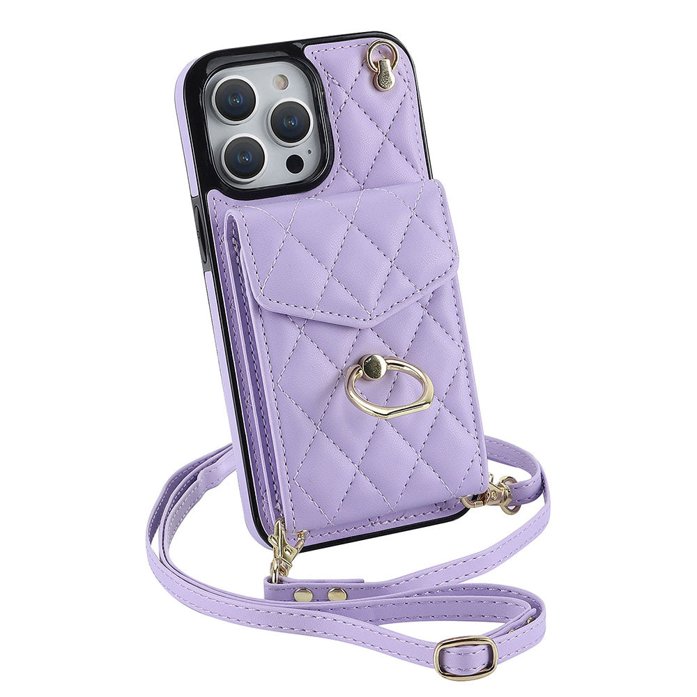 Akordeonowe skórzane etui na karty do iPhone'a typu crossbody