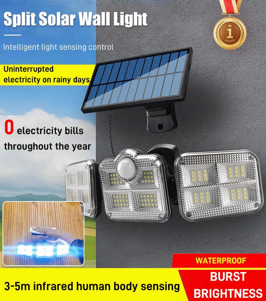 Solarna lampa ścienna z trzema głowicami