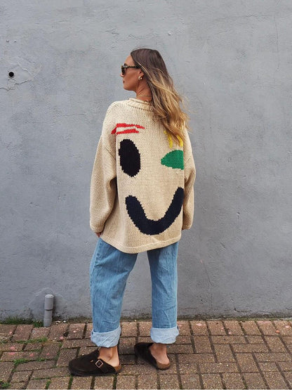 ✨Nowe produkty 40% taniej🌈Sweter z dzianiny Smiley