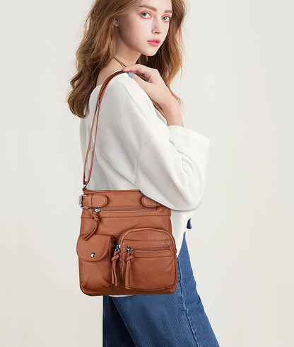 🎊Nowe produkty 40% taniej👜Wielokieszeniowa torba crossbody z miękkiej skóry na ramię